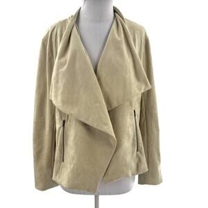 Marie Oliver faux suede tan draped Payton jacket sz L